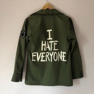 Jac Vanek I Hate Everyone Vintage Army Jacket
